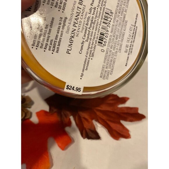 Bath & Body Works “Pumpkin Peanut Brittle” NEW 3 Wick Candle - Picture 5 of 5